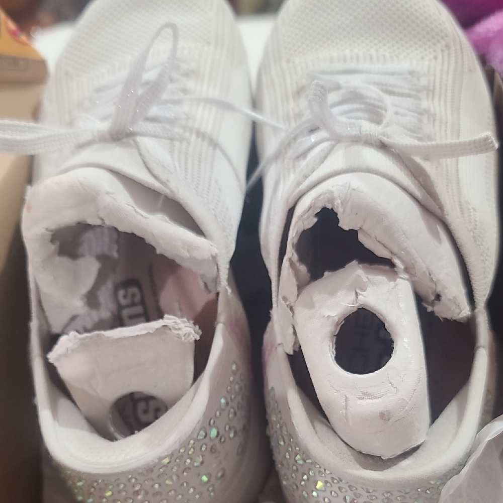 Skechers White Glitter Sneakers